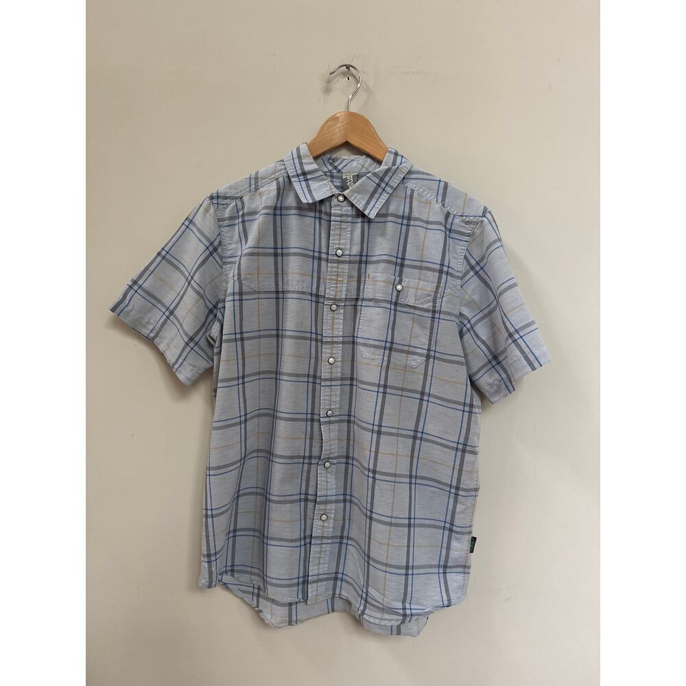 Stio Light Blue Plaid Short-Sleeve Button-Down Shirt